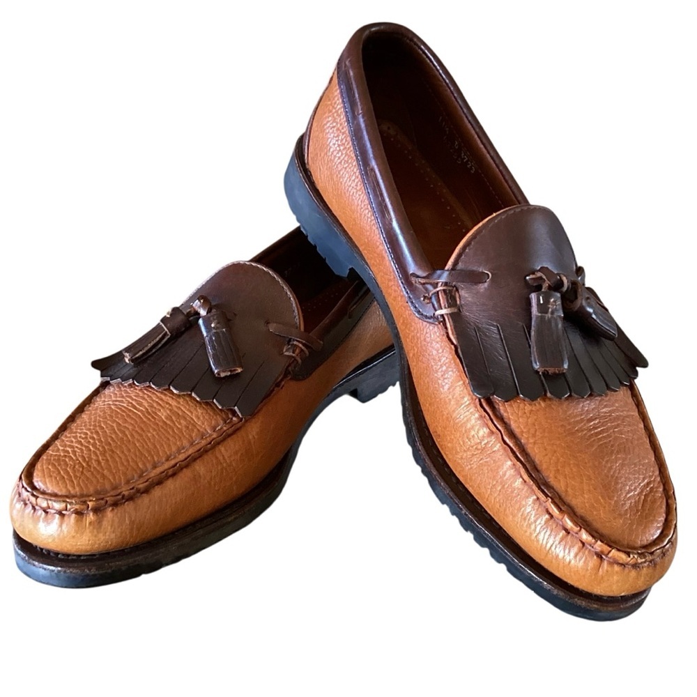 Allen Edmonds Nassau Two-Tone Brown Tasseled Leather Loafers Men’s Size 11.5 - Picture 4 of 16
